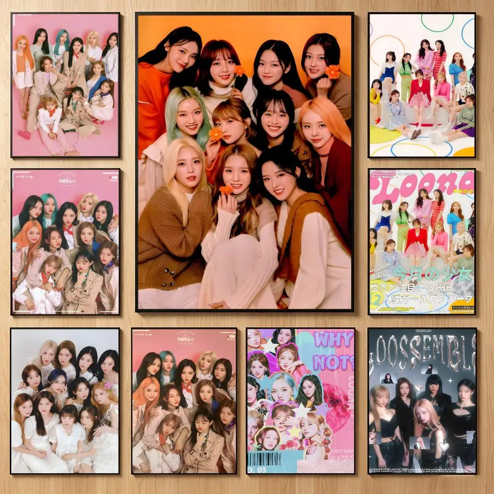 Dreamy Kpop Band L-LOONA Poster Classic Self-Adhesive PP Wall Sticker for Living Room Bar Decor Gift