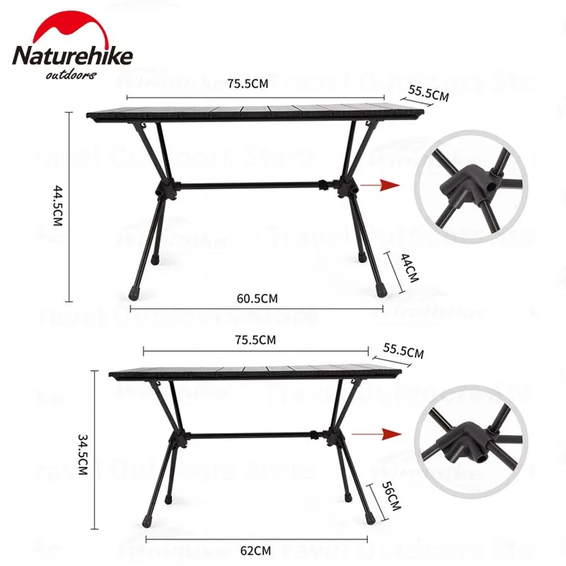 

Naturehike Folding Aluminum Alloy Table Portable Outdoor Camping Camping Equipment Storage Table Lightweight Egg Roll Table