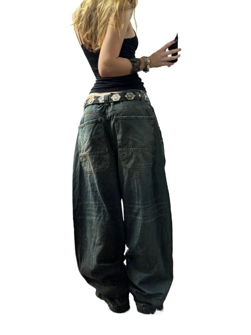 

American New Fashion Solid Color Washed Baggy Jeans Y2K Streetwear Vintage Fashion Joker Men And Women High Waist Wide Leg Pants