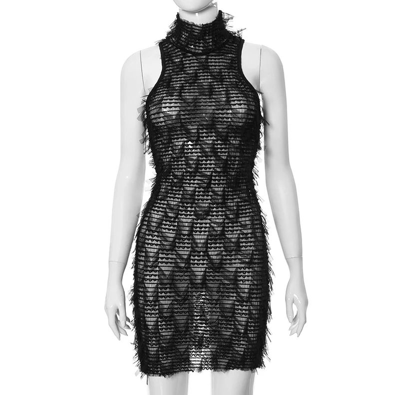 

New Fashion 2024 Summer Casual Sexy Dresses for Women Elegant High Necked Sleeveless Buttocks Wrapped Slim Fit Dress