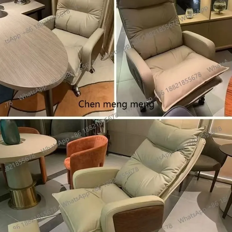 RR Leather boss chair reclining computer, home comfortable high-end ergonomic office chair