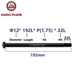 Swift MTB Road Bike Thru Axle Front Fork Shaft Skewers M12xP1.75 12x122/192 Rear Hub Thru Axle Bicycle Quick Release Skewer