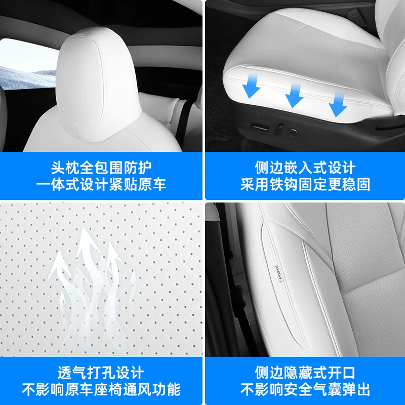 Full Set Seat Covers For Tesla Model Y juniper, Leather Car Seat Cover Seat Cushion Protector Replacement - view 5