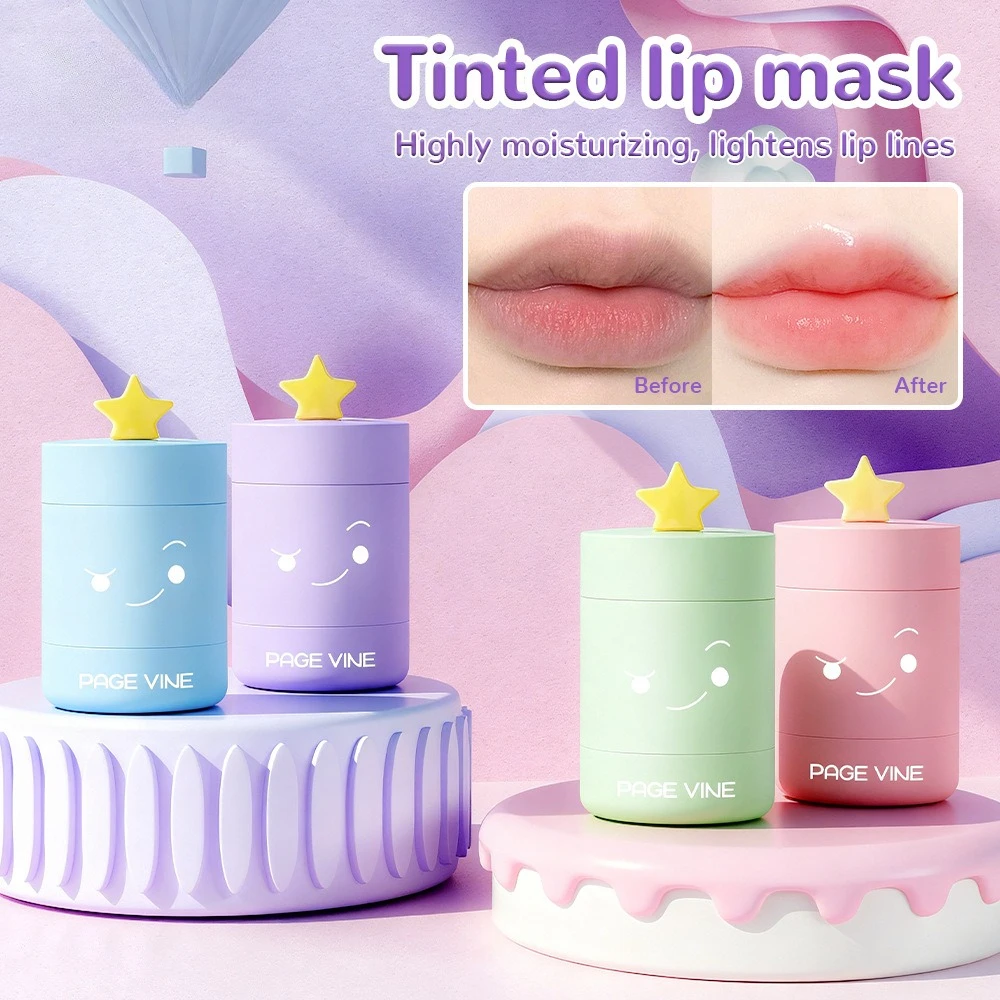 Leuke Star Smile Lippenbalsem Twist Up Fruitsmaak Voedend Glans Overnachtsmasker voor droge lippen Verzorging Dagelijks gebruik Veganistische formule Make-up