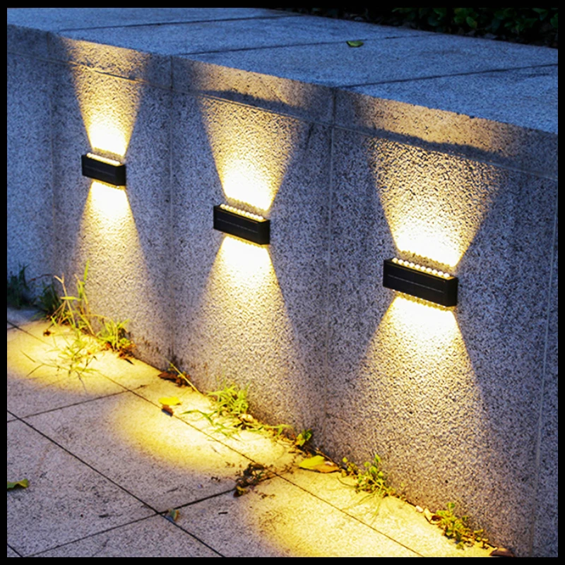 Impermeável ao ar livre Solar Powered Lâmpada de parede, Up and Down Light, Iluminar Jardim Quintal Decoração, luz solar, 20LED