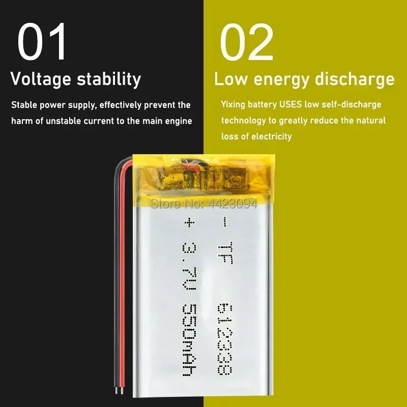 Polímero de Litio 3.7V 550mAh 612338   Células Lipo de batería recargable de iones de litio Li-Po para altavoz de teléfono celular DVR GPS MP3 MP4