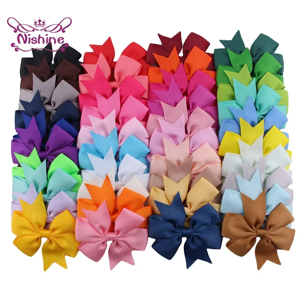 20pcs/lot Grosgrain Ribbon Bows with Clips Baby Girls Bowknot Hairpins Children Photo Props Gifts Headwear Accessories