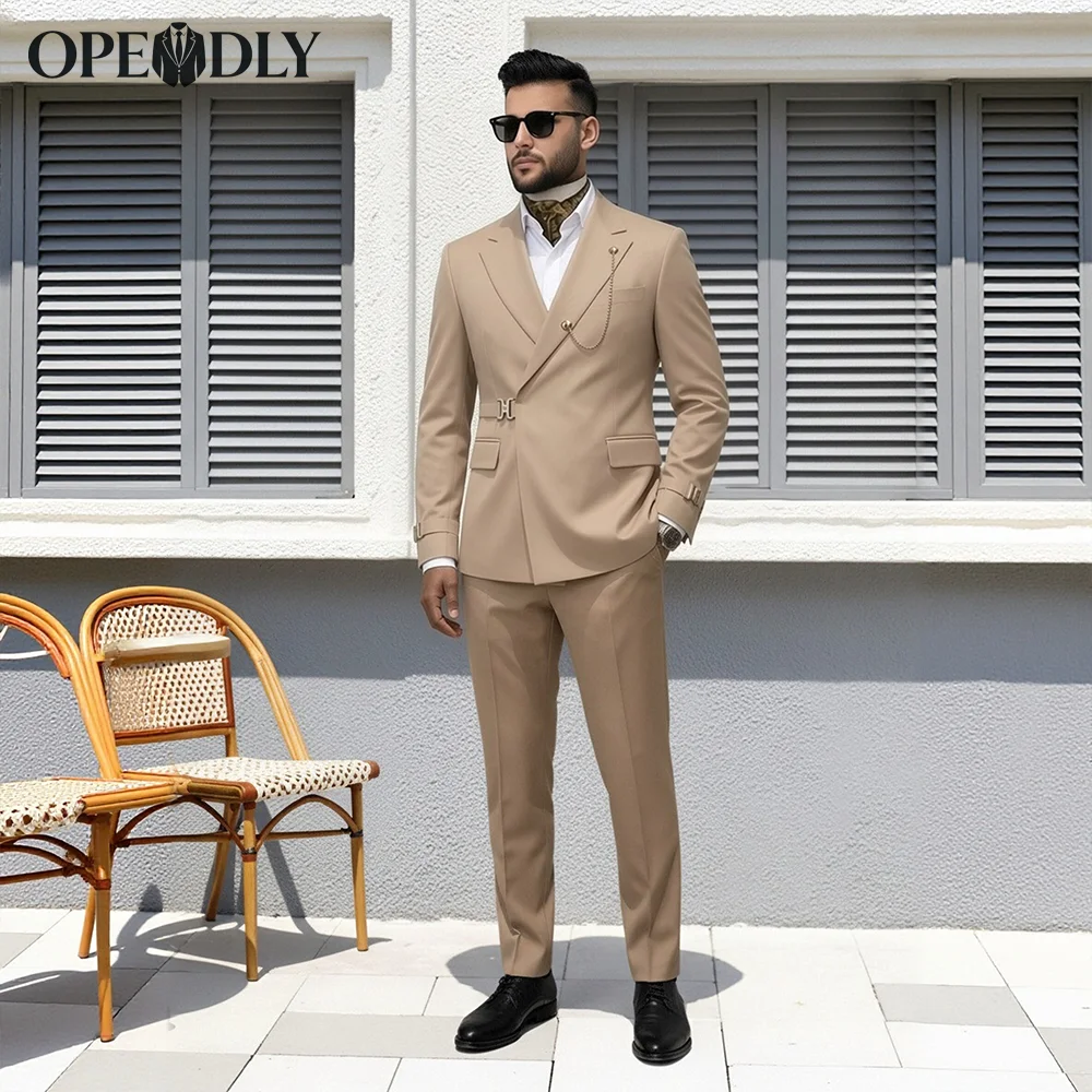 

OPEODLY Men 3 Piece Suit One Button Blazer Jacket Vest Pants Set Slim Fit Formal Wedding Business Tuxedo Suit