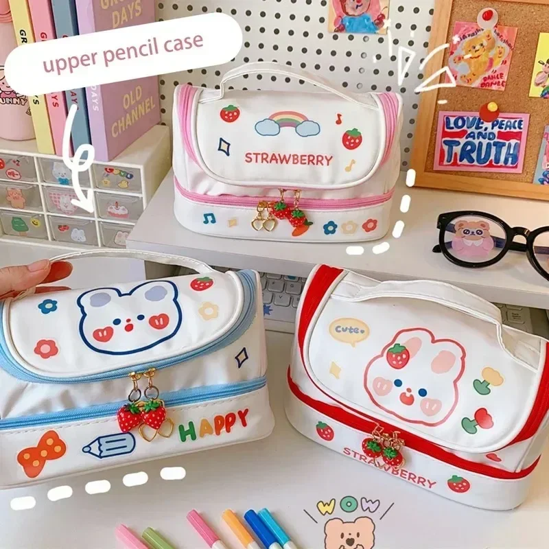 New Cute Makeup Bag Large Capacity Toiletries Bags Travel Cosmetics Storage Tool Accessories Free DIY Sticker Commemorative Gift