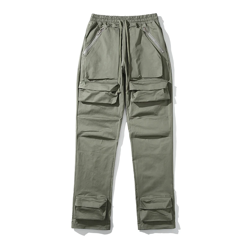 High Street-monos con cordón multibolsillos para hombre, pantalones Cargo informales de gran tamaño, estilo Vibe recto, holgados, Hip Hop