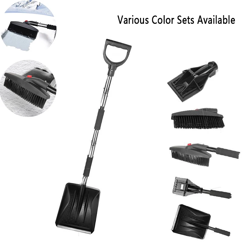 

Портативный набор лопаток для снега 3-в-1, телескопический вращающийся набор из нержавеющей стали для сада, кемпинга, грузовиков и других уличных автомобилей