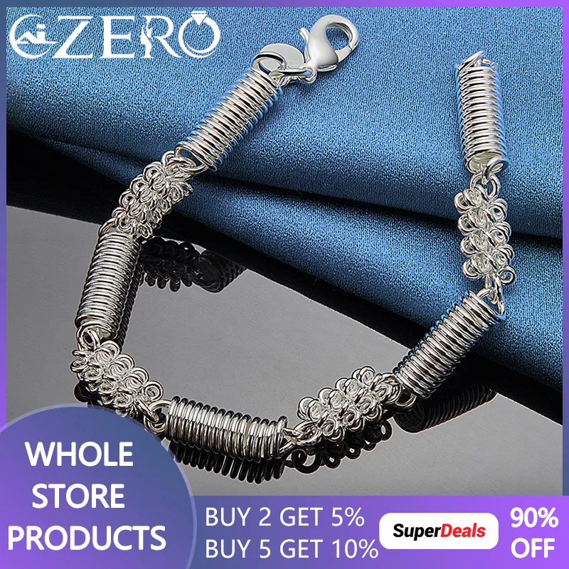 

ALIZERO 925 Sterling Silver Elasticity Circle Chain Bracelet For Women Men Wedding Engagement Party Fashion Jewelry Gift