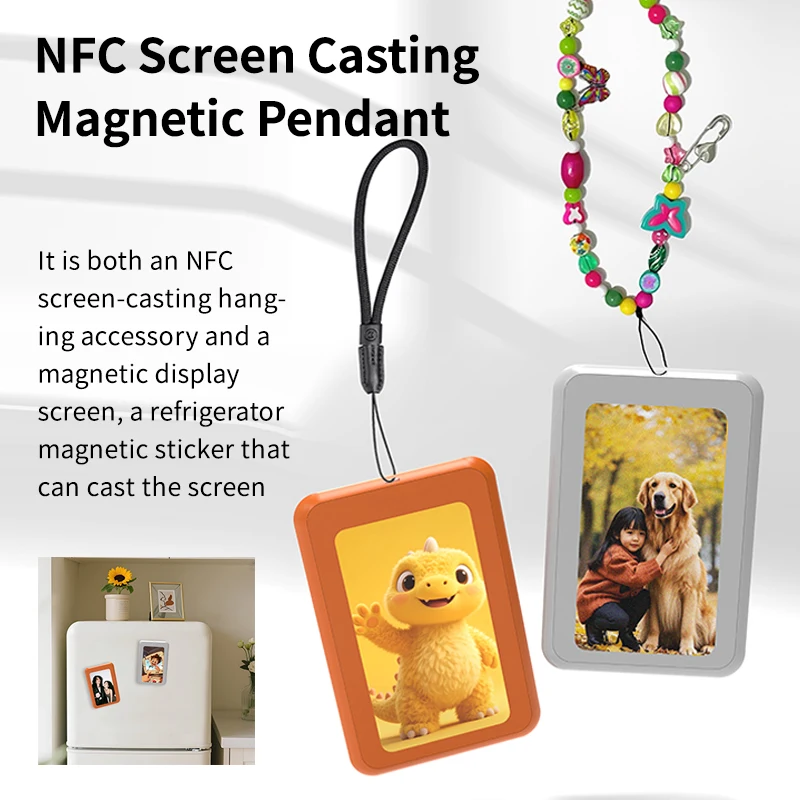 

NFC Function Memory Keyring 1.54-inch 4 Color Display Screen Electronic Badge Mini Luggage Tag, Pet Locator Portable DIY E-Paper