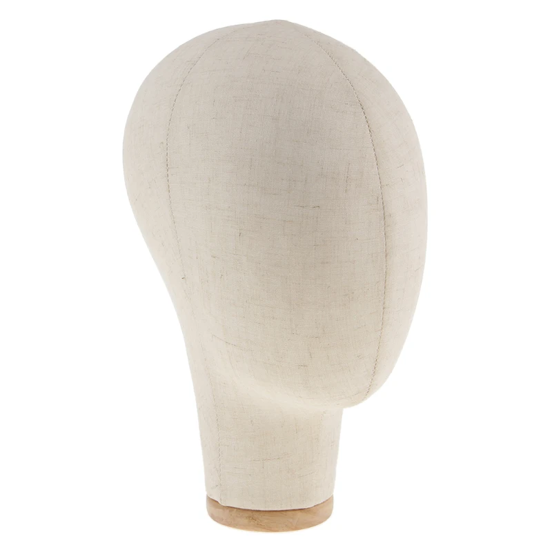 

Canvas Block Head Wig Toupee Hat Display W/ Mount Hole 21' Beige