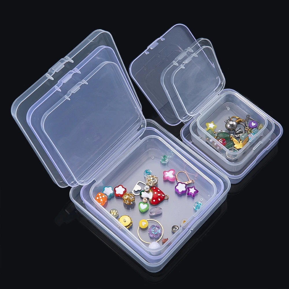 1pc Mini Rectangular Transparent Plastic Box Necklace and Earring Jewelry Packaging Dust-Proof Box Bead Storage Box