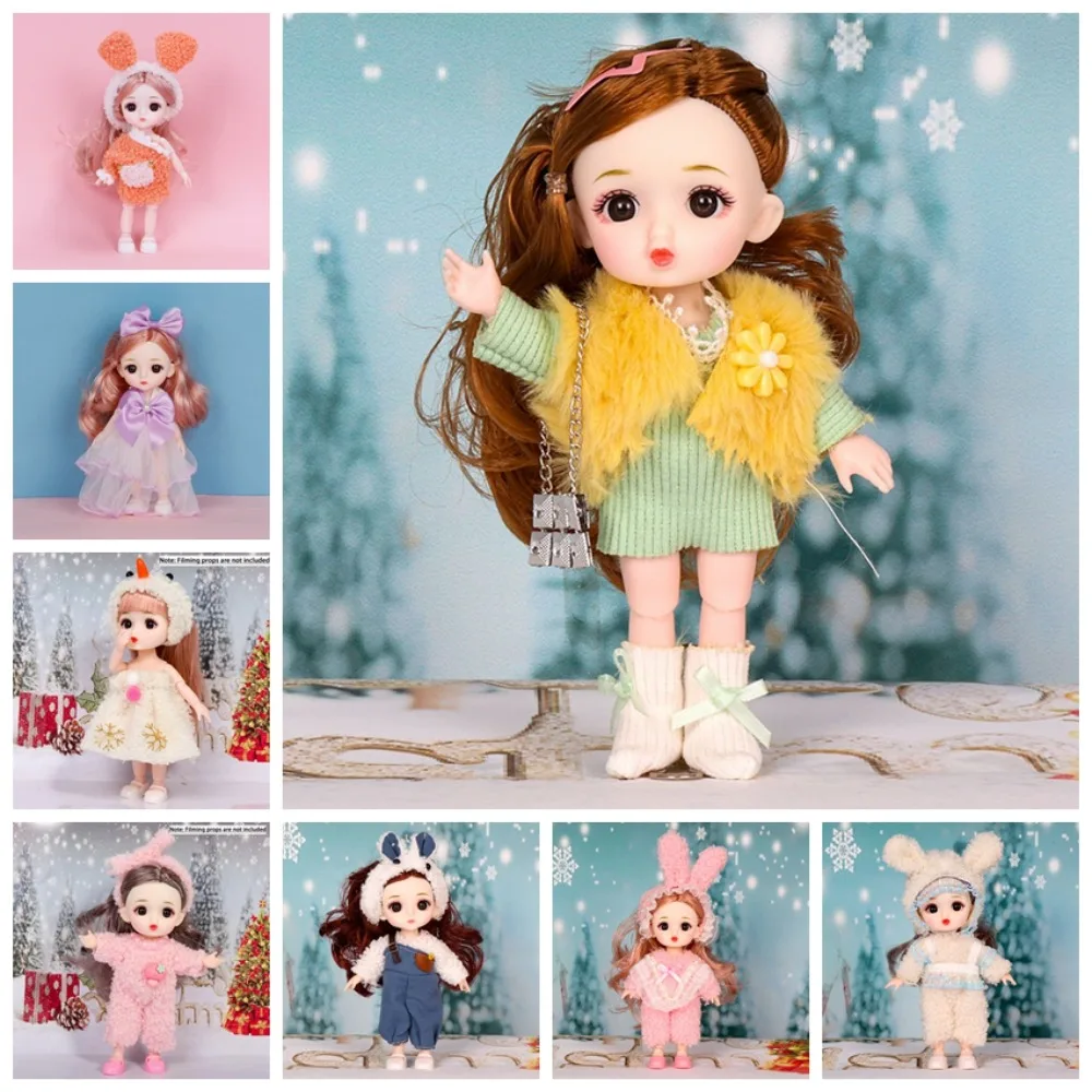 

Cute Big Eyes 16cm BJD Doll 1/12 Scale Movable Cute Face BJD Doll Sweet 13 Joints Movable BJD Doll Diy Gifts