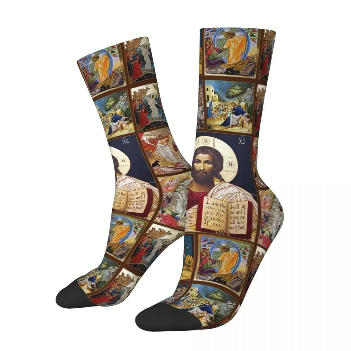 New Men\'s Socks Casual Jesus Christ God Bless Sock Polyester Christian Sport Women\'s Socks Spring Summer Autumn Winter