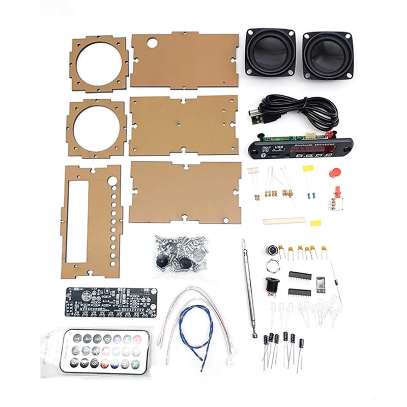 Excellent-DIY FM Radio Electronic Kit Bluetooth Audio 5Wx2 Spectrum Indicate Music Player Soldering Practice