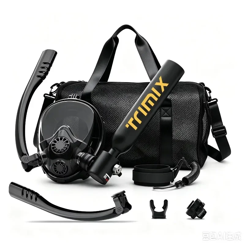 TRI MIX Mini Scuba Lung Tank 0.5L Set with Mask & Bag, Portable Diving Tank for Snorkeling Diving, 10 Mins Underwater Breath