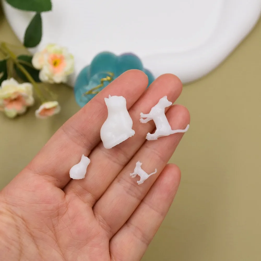 SNASAN 4pieces 3D Tiny Cat Landscape Mini DIY Craft Handmade Resin Jewelry UV Epoxy Jewerly Filling Molds Figurines Decoration