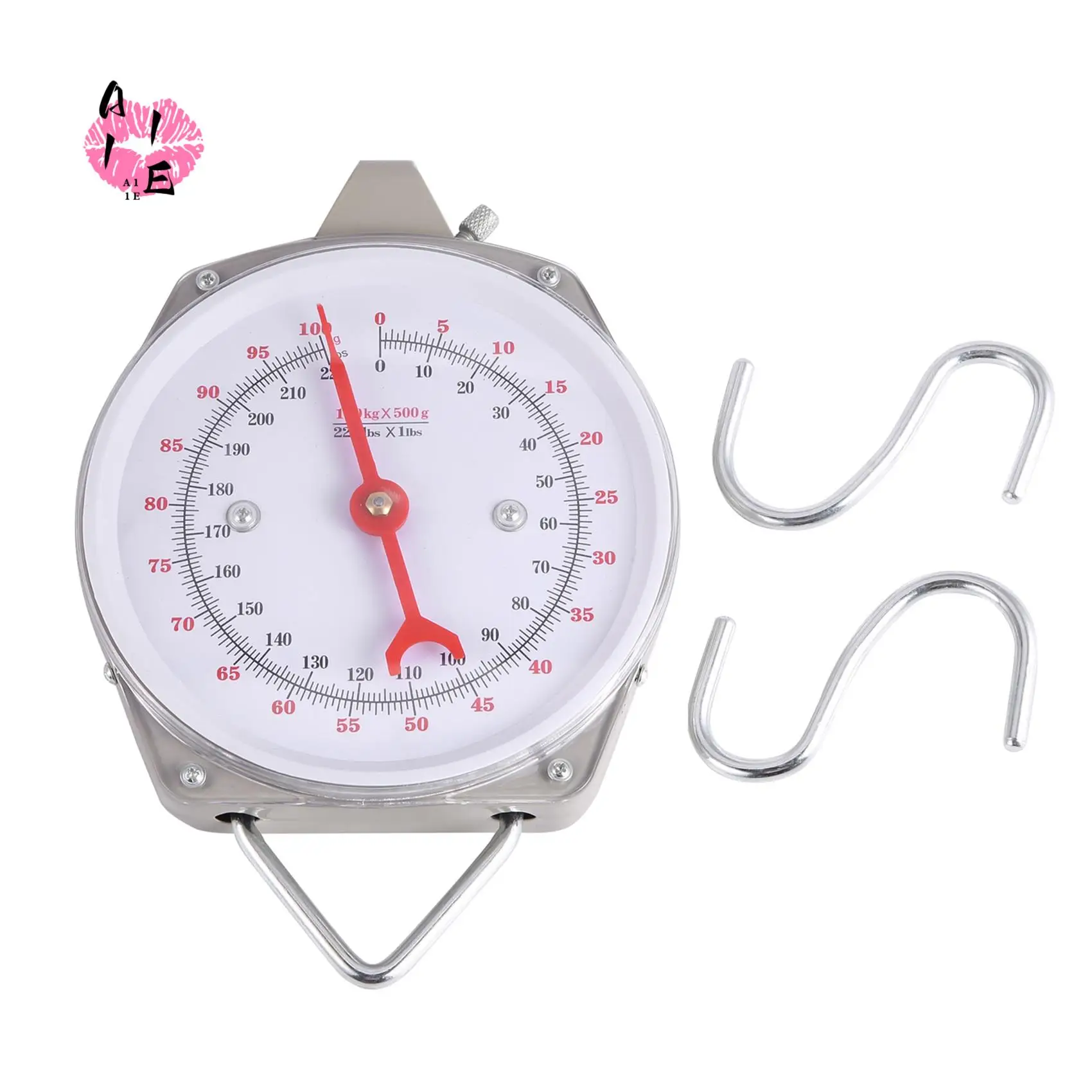 A11E-100Kg 220Lbs Hanging Scale Capacity Alloy Mechanical Hanging Scales With 2 Hook
