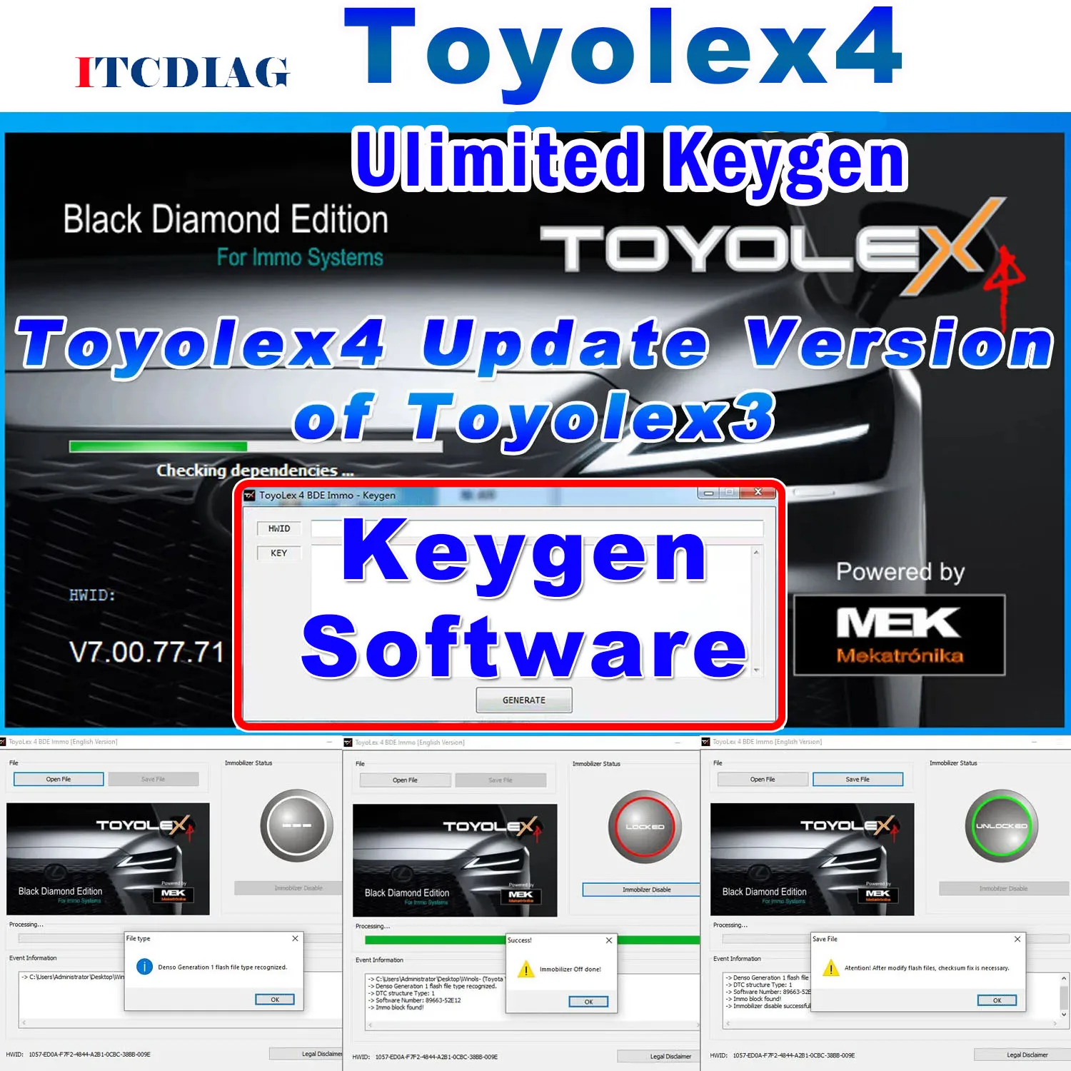 

Unlimited Toyolex4 Toyolex 4 BDE IMMO OFF Software for Toyota For Lexus and For Hino N04 ECU SUPPORTS GENERATION 1/2 AND 3 FILES