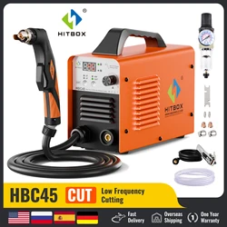 HITBOX Plasma Cutter 45Amps 220V, Non-Touch Pilot ARC DC Air Plasma Cutting Machine HBC45 Digital Plasma Cutter Cutting 16mm