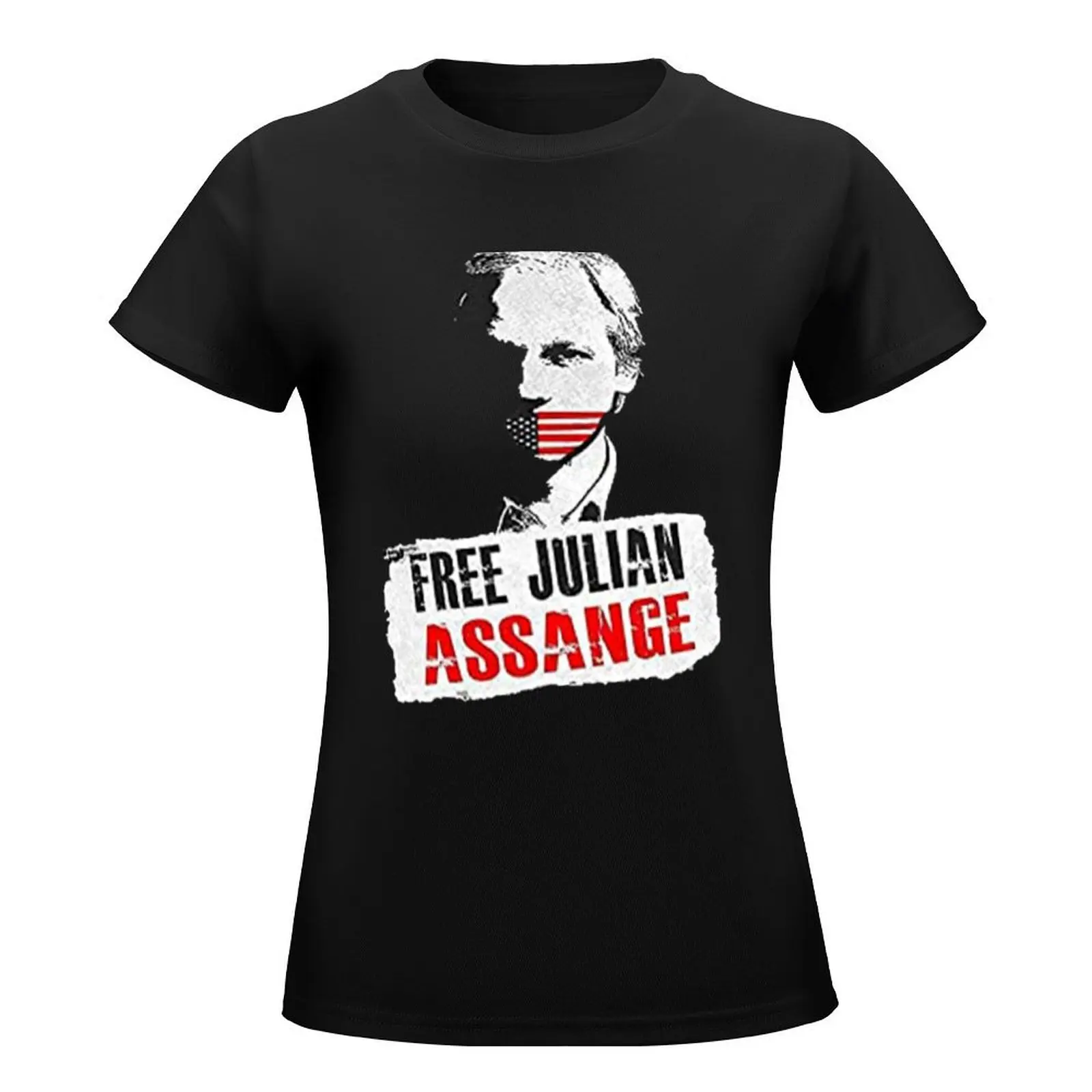 KOSTENLOSE JULIAN ASSANGE T-Shirt vintage clothes Female clothing cute clothes T-shirt Women