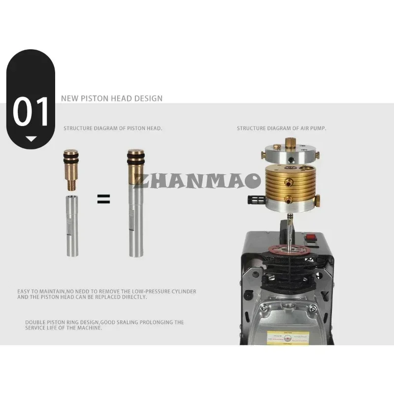 220vHigh Pressure Air Pump 30mpa Water-cooled High-pressure Air Pump 4500psi Single Cylinder Electric Air Compression Pump CE