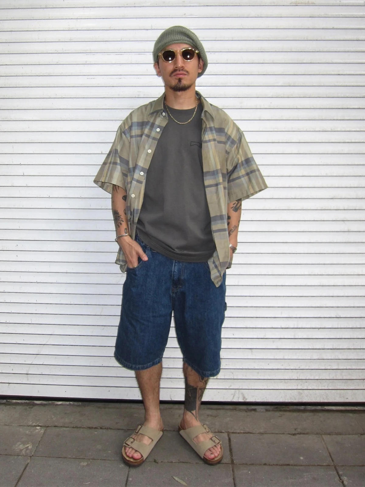 

Wtas Japanese Sle Casual Waed Denim orts Loose Wide Leg Five-Point Men's orts Cotton Material Summer Wear