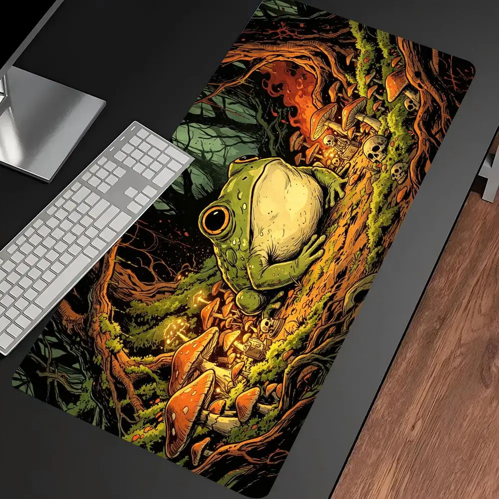Horror Skull Frog Large Desk Mat Non Slip Gaming Mouse Pad Stitched Edge Dark Jungle Keyboard Mat for PC Laptop Office Desktop