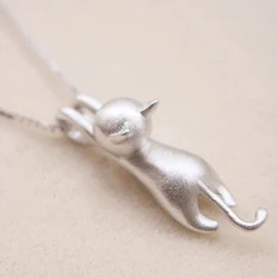 Funny Girls Cute Animal Jewelry High Quality Fashion Cat 925 Sterling Silver Chains Necklaces For Women Pendant Clavicle Choker