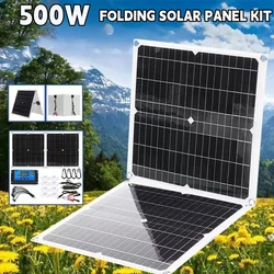 500W Solar Panel Portable Foldable Mobile Power Supply Suitable For Cars Boats Caravans Camping Hiking And Solar Charging Kit