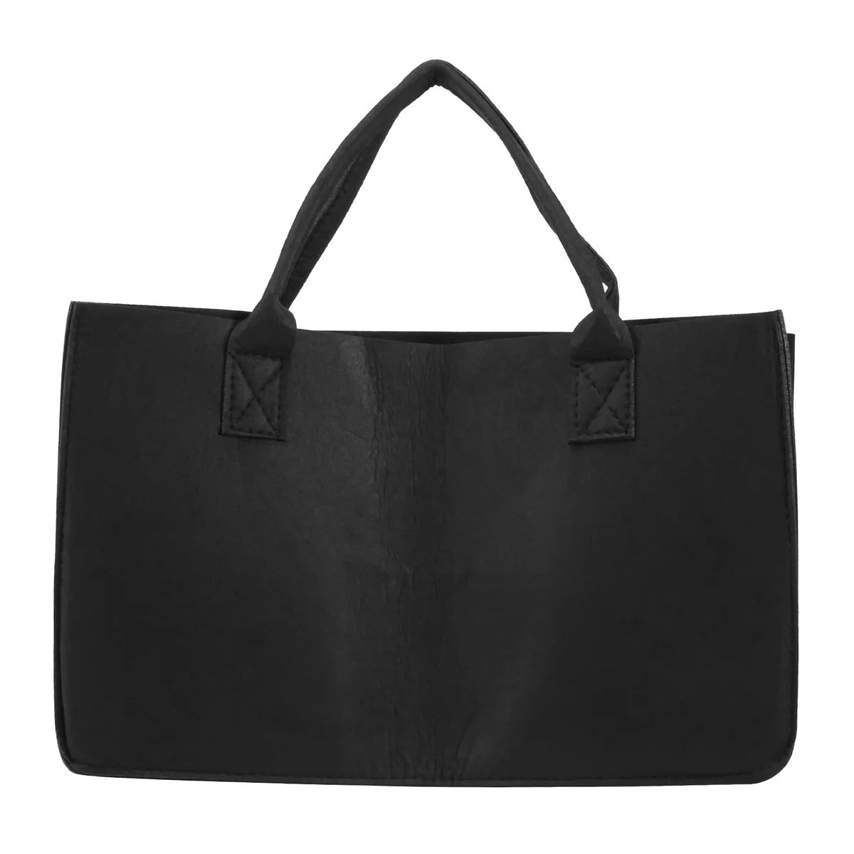 Bolsa de almacenamiento de fieltro de madera para chimenea, cesta para revistas, bolsillo para leña, cesta plegable de fieltro para soporte de leña, color negro