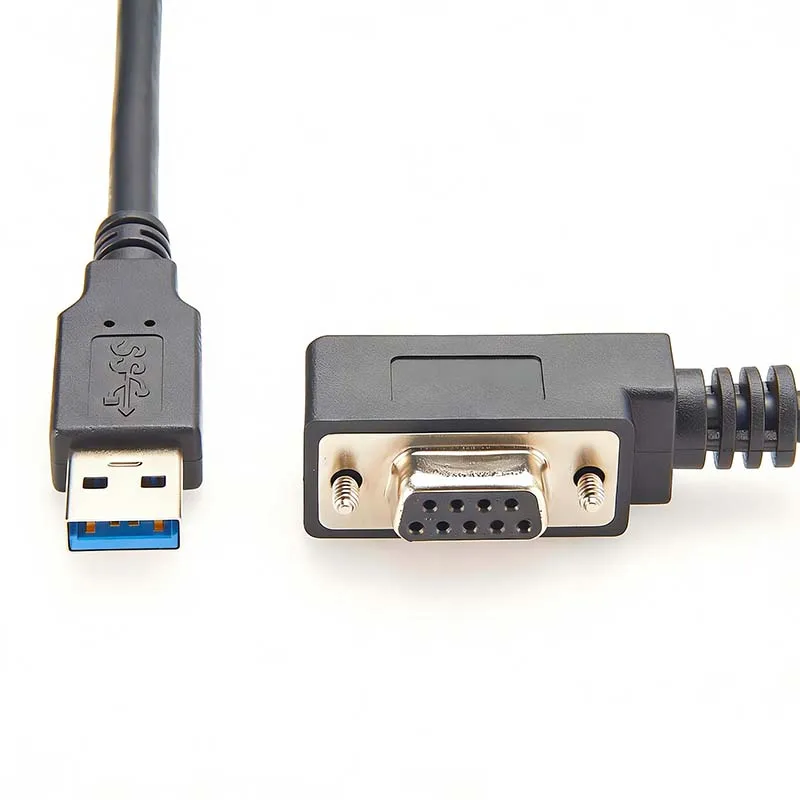 90-Degree Elbow USB to RS-232 Serial Cable with DB9 Female Connector, COM Port Converter Module with FTDI Chip