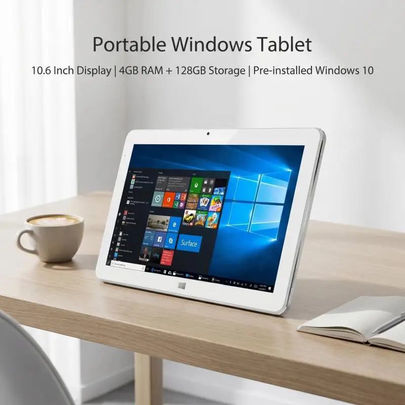 Kubi Plus 10.6" Windows 10 Tablet PC 4GB RAM 128GB ROM 1920x1080 IPS WiFi 64-bit Intel Core m3-7Y30 Dual Cameras Type-C
