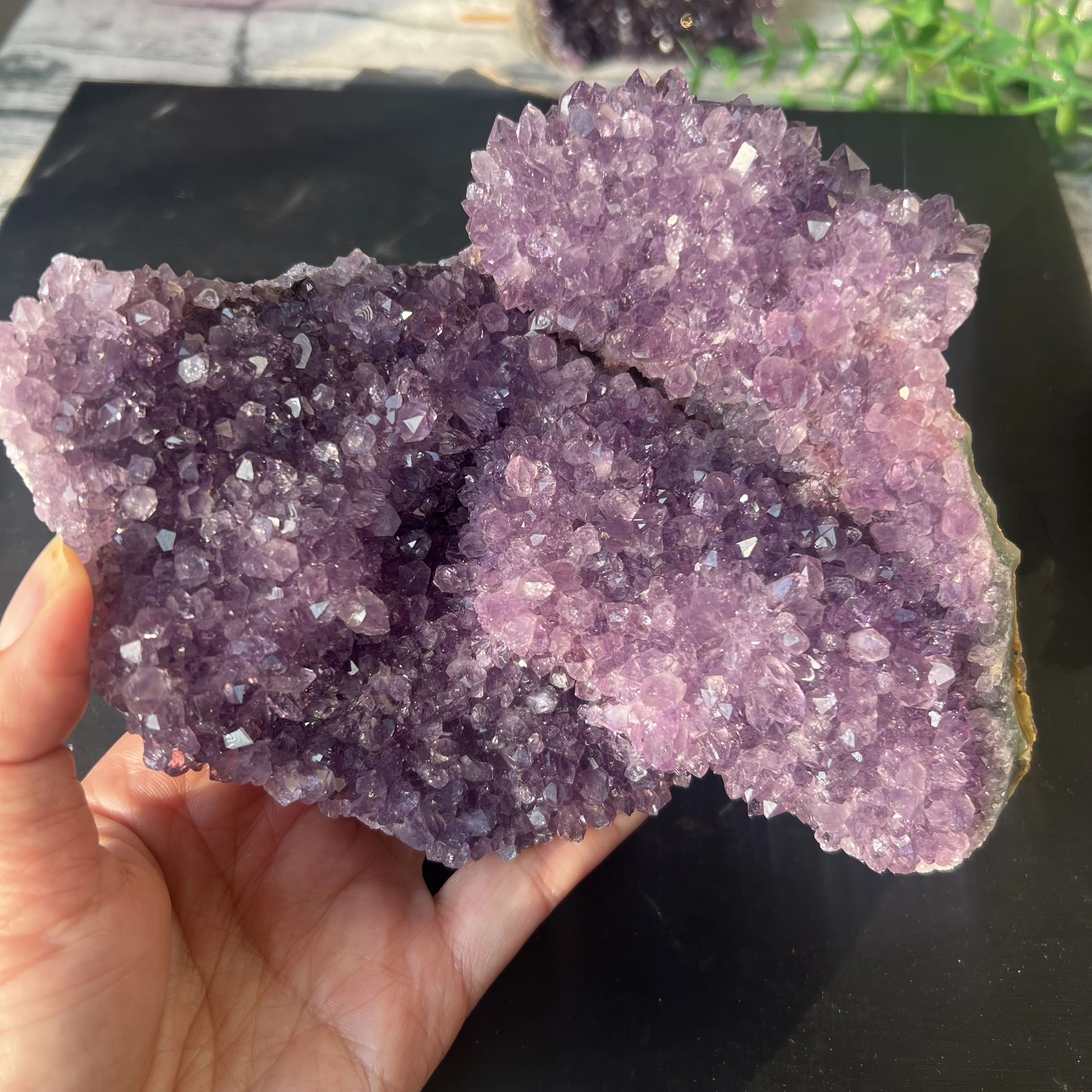 

851g 13.7cm Natural Uruguay Dream Amethyst Quartz Crystal Cluster stand