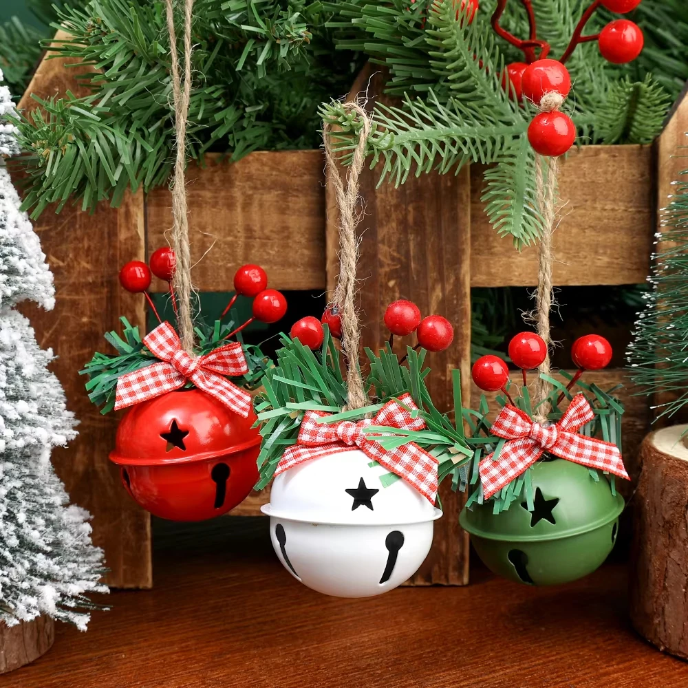 

6PCS Christmas Gift Decoration Pendant Christmas Tree Decoration Gift Cartoon Bow Bell Festival Atmosphere Decoration