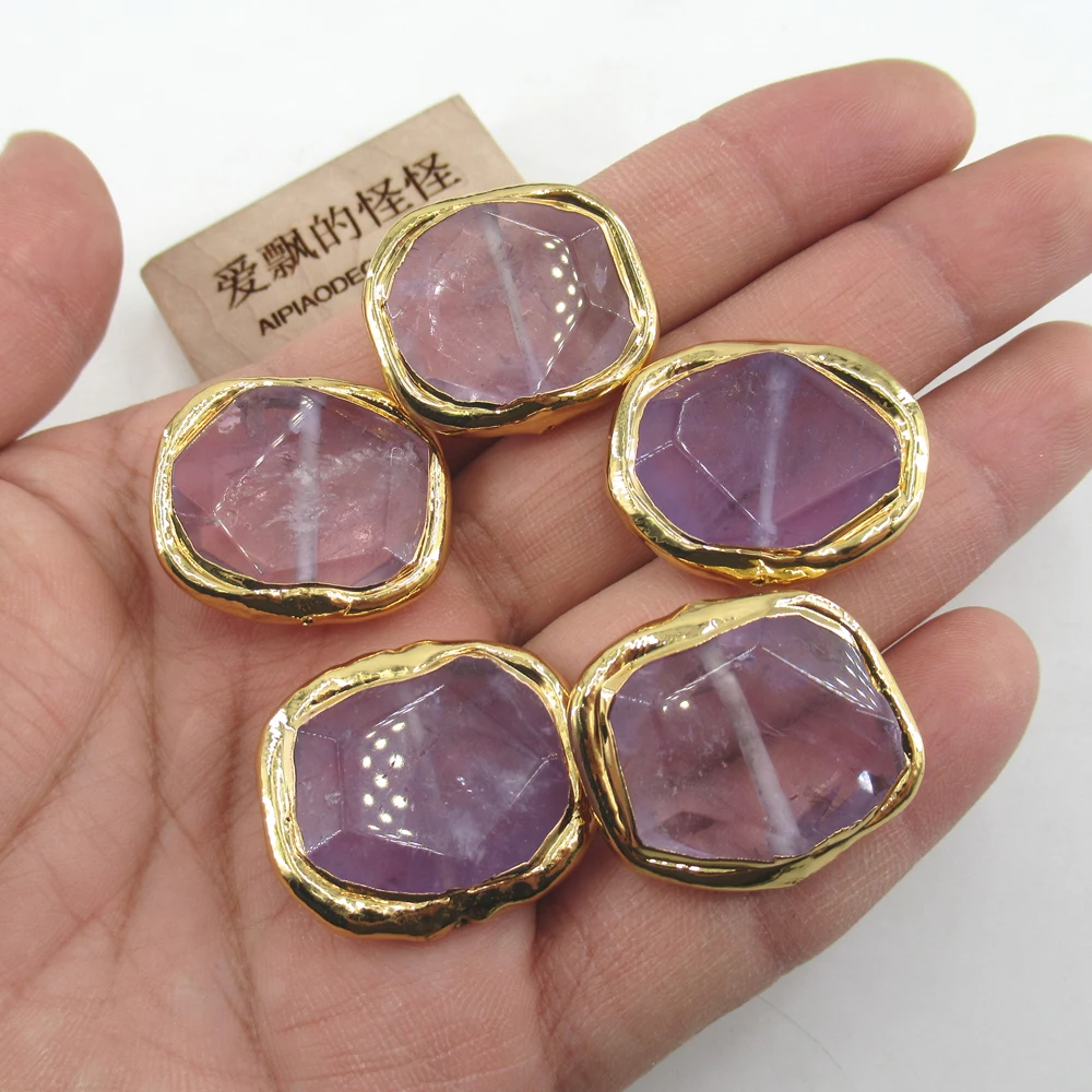 

APDGG No 099, 5 шт., натуральные светло-фиолетовые кварцевые аметистовые бусины-разделители, аксессуары для изготовления ювелирных изделий