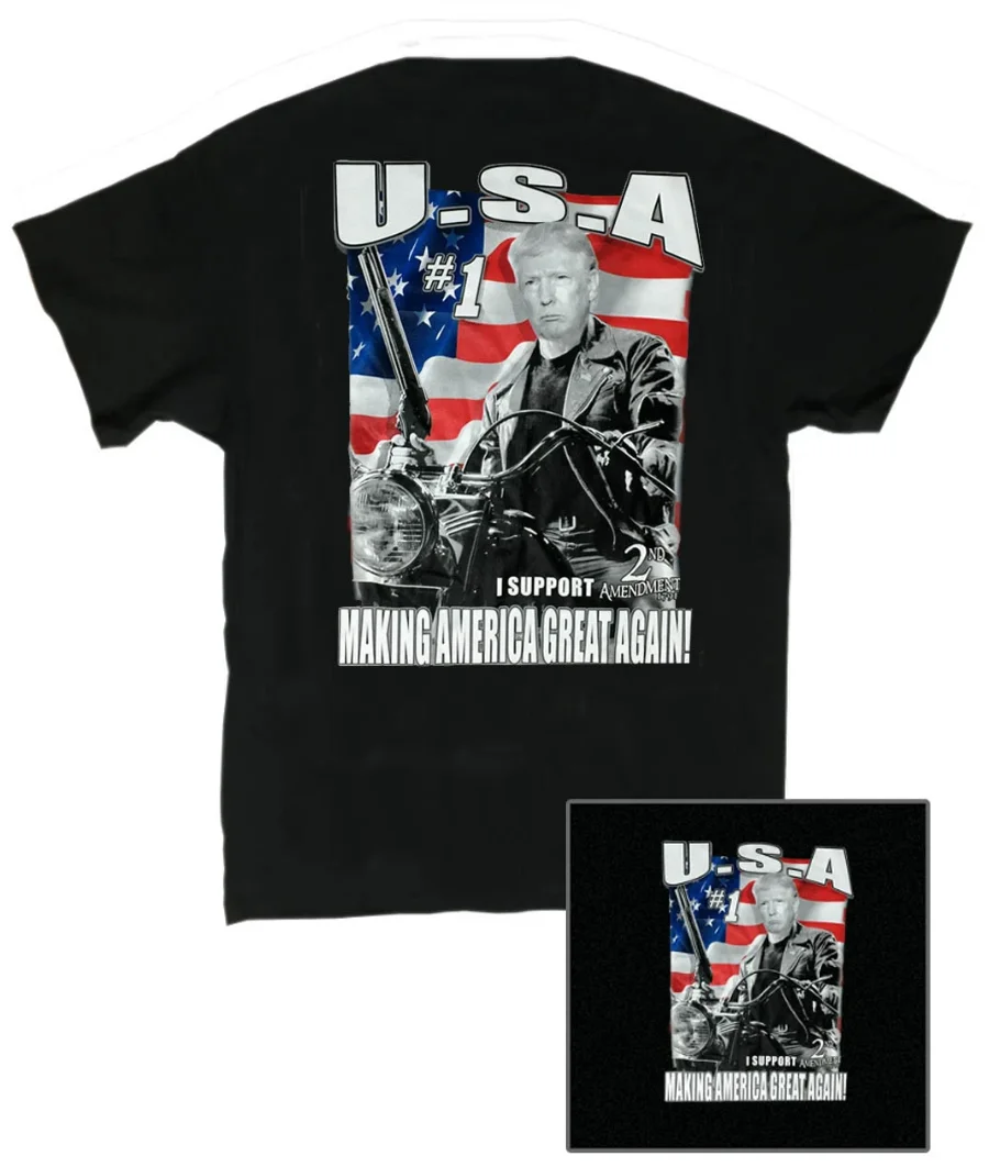 

Biker Trump 2nd Amendment Men's T-Shirts Making America Great Again Fashion Cotton T Shirts Man Short Sleeve Summer Tees