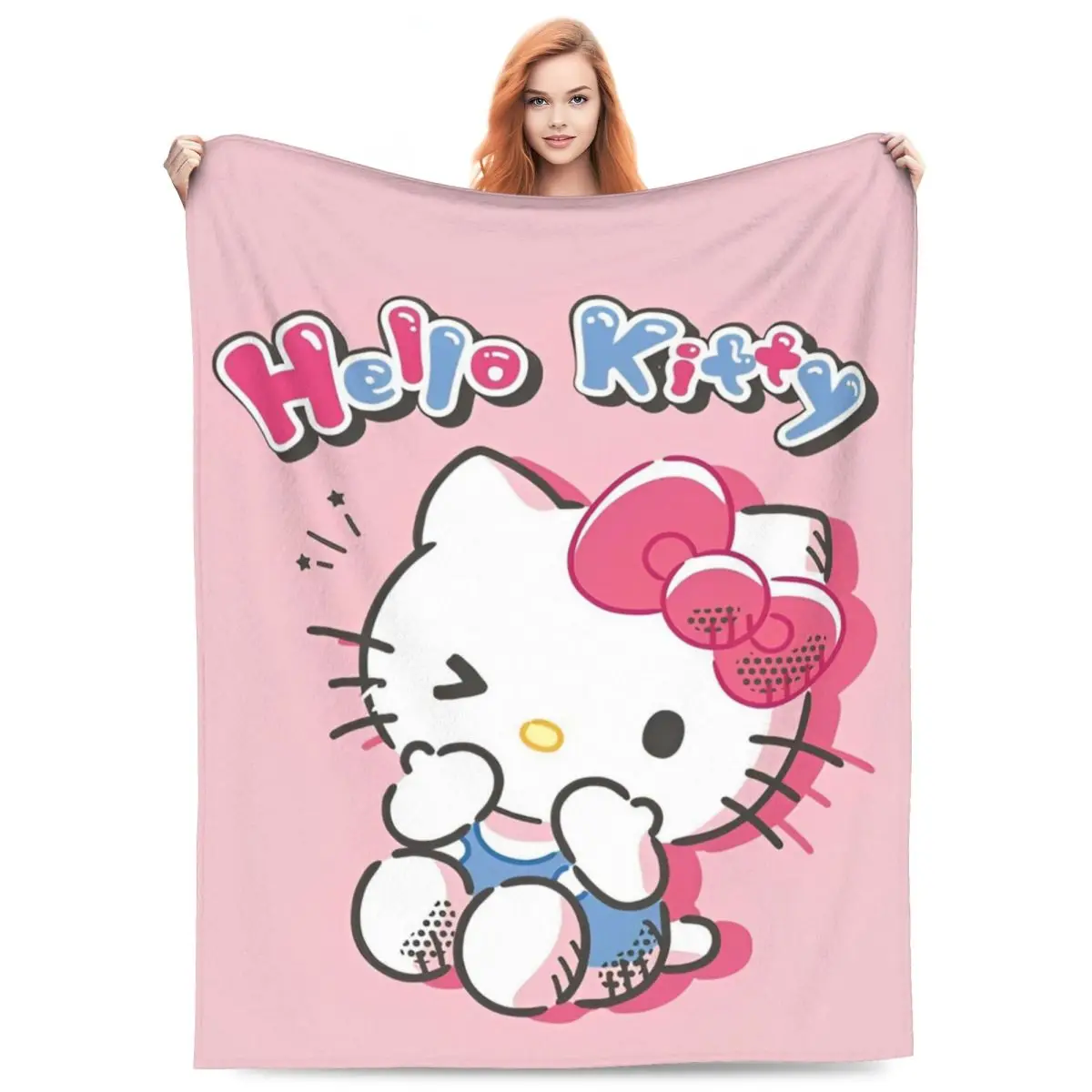 

Cute Cartoon Sanrio Hello Kitty Blanket Flannel Awesome Breathable Throw Blankets for Bedspread Autumn/Winter