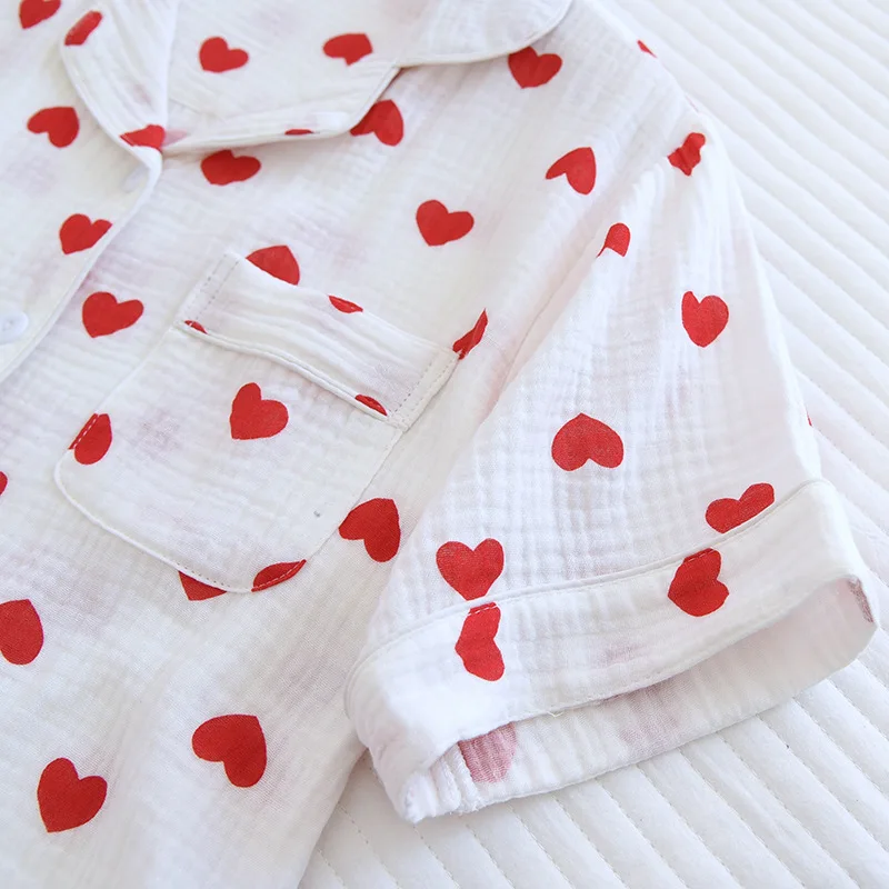 بيجامة حلوة للسيدات صيفية جديدة من القطن الخالص بأكمام قصيرة مجموعة ملابس منزلية صيفية لطيفة