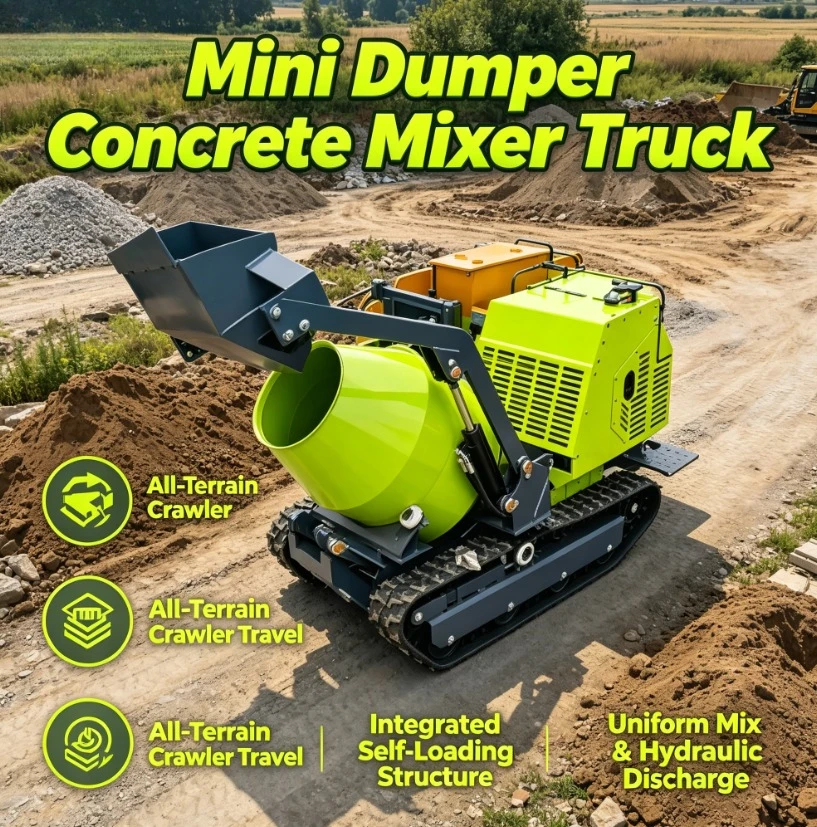 Customized Factory-Priced 0.3 CBM Self-Loading Concrete Mixer Machine Fast Shipping; Trackd Portable Mini Dumper For Pump Motor