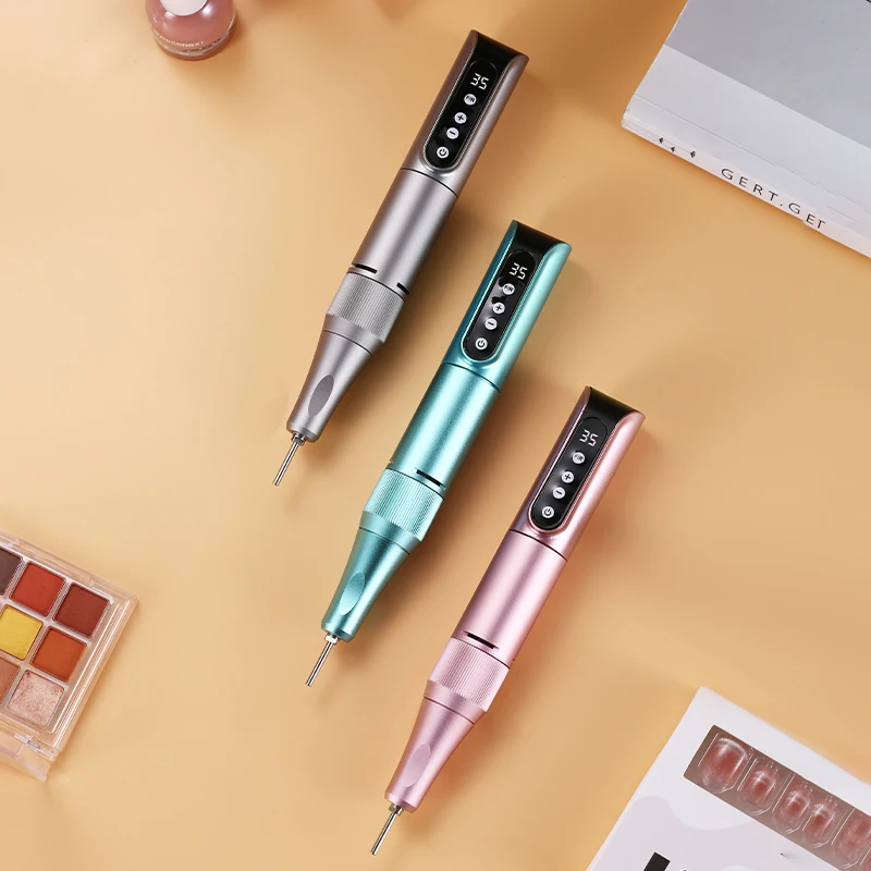 35000RPM Bezprzewodowy wiertło do paznokci USB Plik do polerowania Pióro do paznokci Akumulator Wiertarka do paznokci Przenośne narzędzie do wiertła do manicure