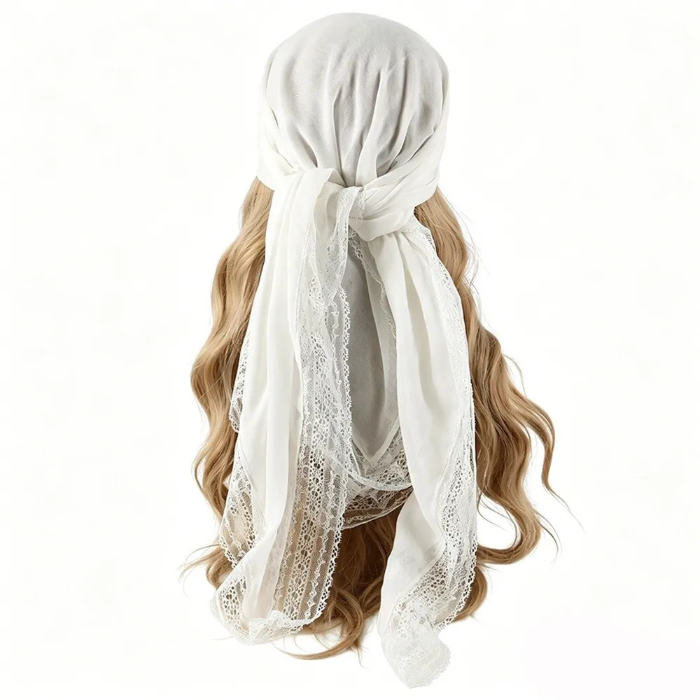

Soft Solid Color Bohemian Scarf Square Shape Breathable Cotton Silk Hijabs Sun-Protection Shawl