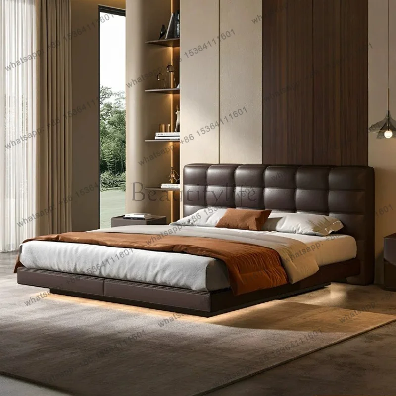 FG Modern Luxury Lawrence Leather Suspension bedroom beds and bed frames double bed 2 people lit 150x200cm 180x200cm furniture