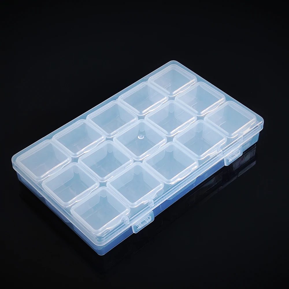 Product Container 15 in 1 grid  Plastic Box Practical Adjustable Compartment bead storage case Screw Holder Case Organizer