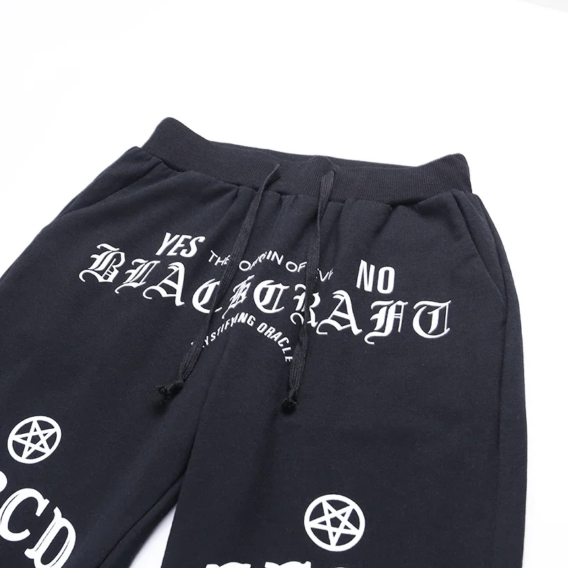 Pantalón gótico Punk Grunge Harajuku, pantalón de pentagrama, manga larga, calado, Patchwork, Vintage, otoño