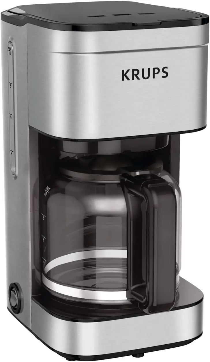 

10-Cup Stainless Steel Drip Coffee Maker, 900W, Pause & Brew, Keep Warm, Reusable Filter, Dishwasher Safe, Black & Silver