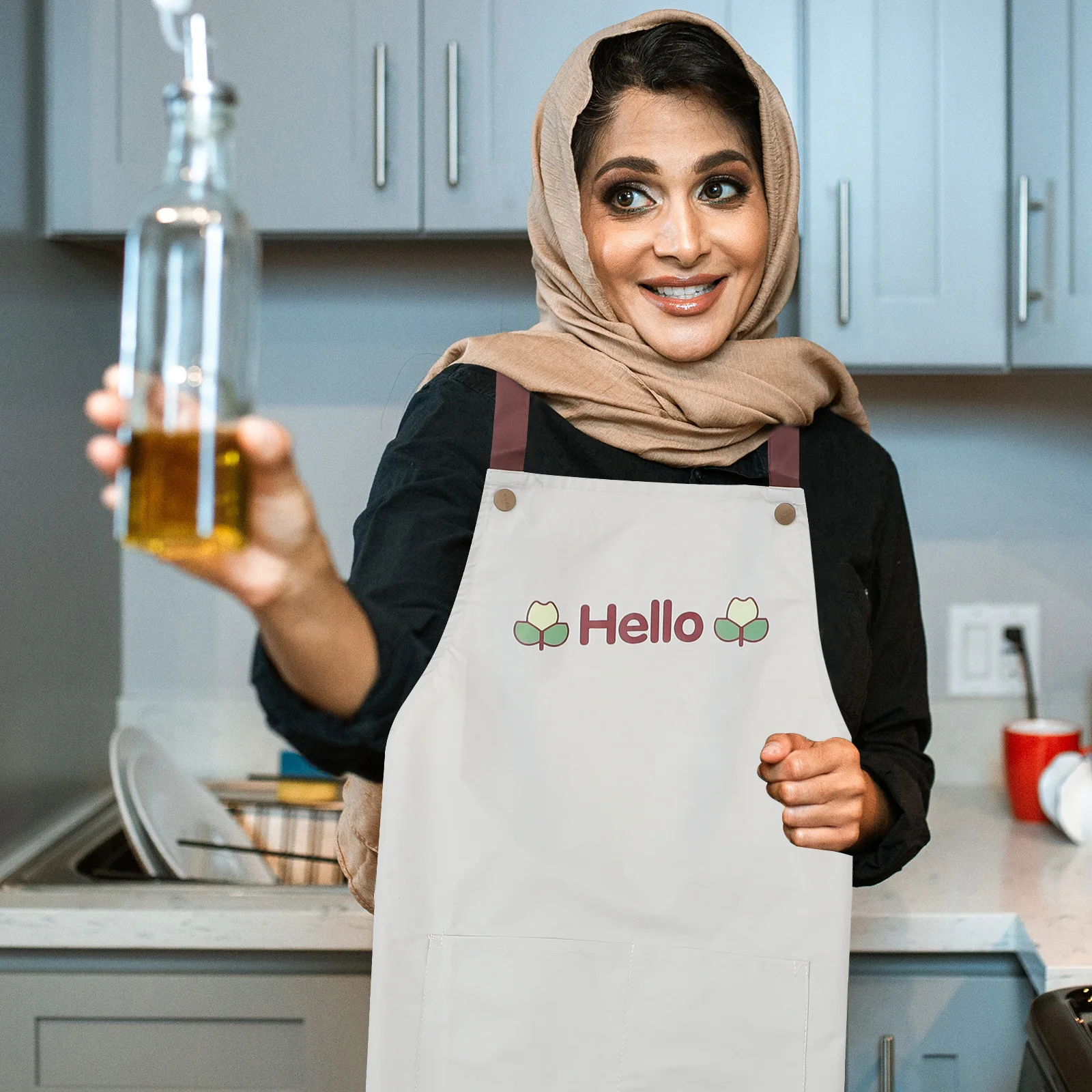 

Waterproof Oil Proof Adjustable Kitchen Bib With Pocket For Cooking Baking Gardening Household Cleaning Waterproof Apron Home